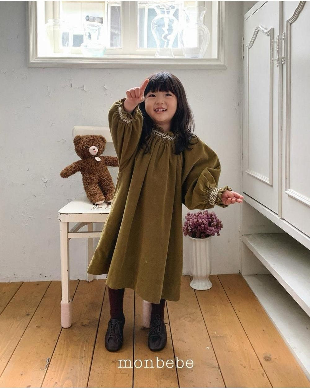 Corduroy Smock Dress [monbebe]（2026Winter） 4
