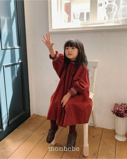 Corduroy Smock Dress [monbebe]（2026Winter） 10