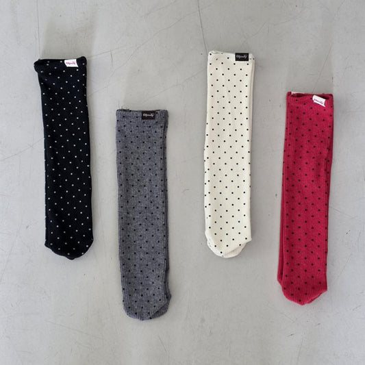 Dot Ribbed Brushed Socks [Ellymolly]（2026Winter） 1