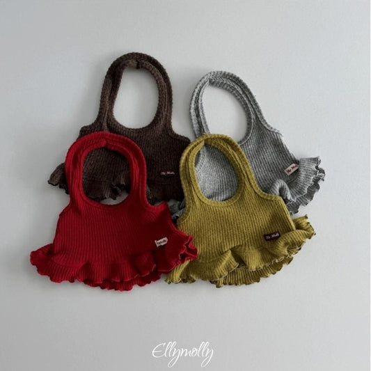 Wool Ribbed Halter Tank Top [Ellymolly]（2026Winter） 2