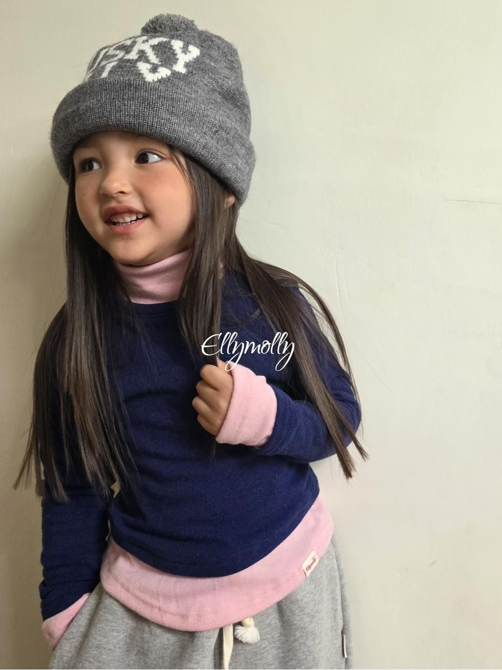 Brushed Color Block Turtleneck Tee [Ellymolly]（2026Winter） 3