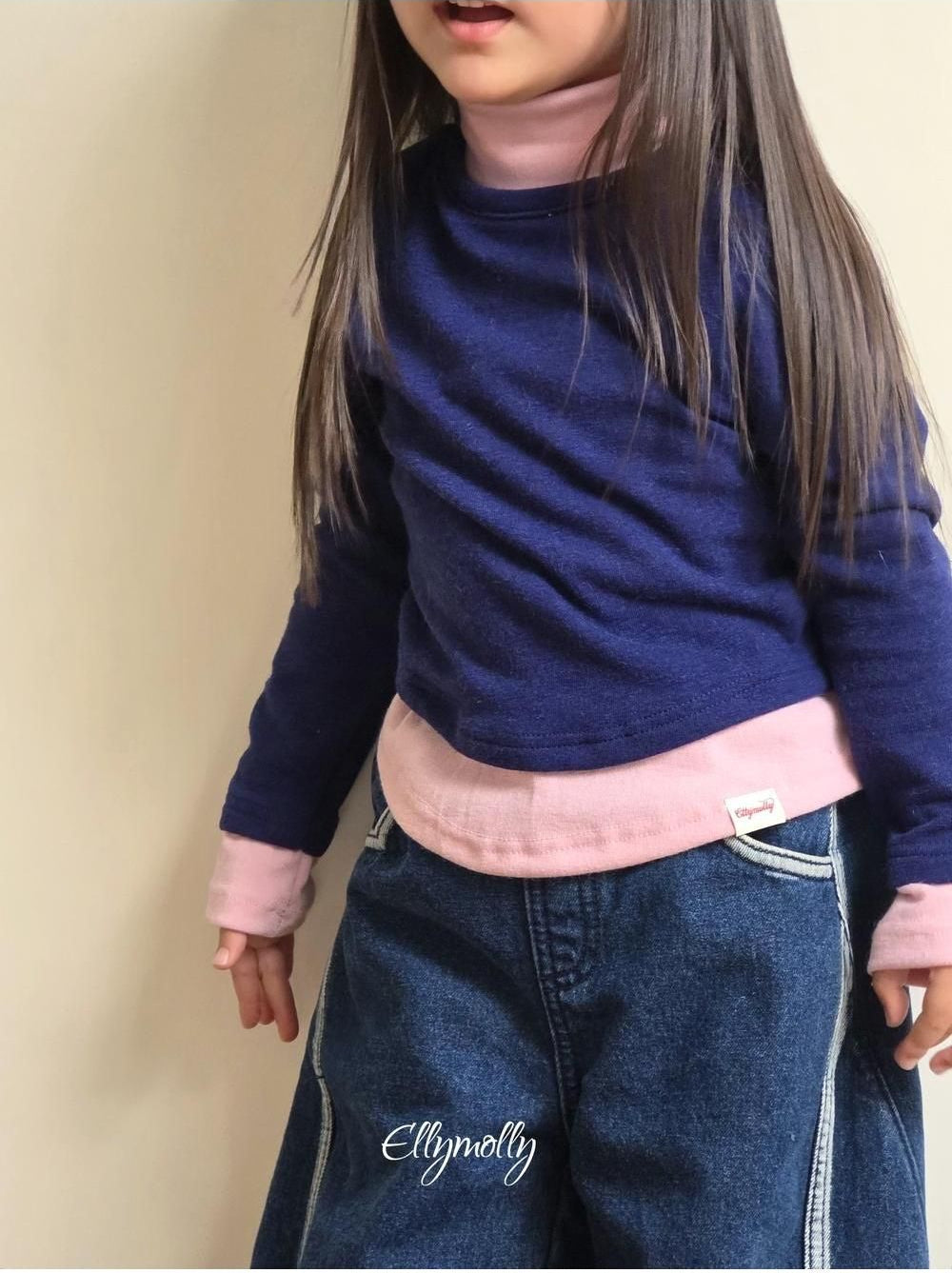 Brushed Color Block Turtleneck Tee [Ellymolly]（2026Winter） 11