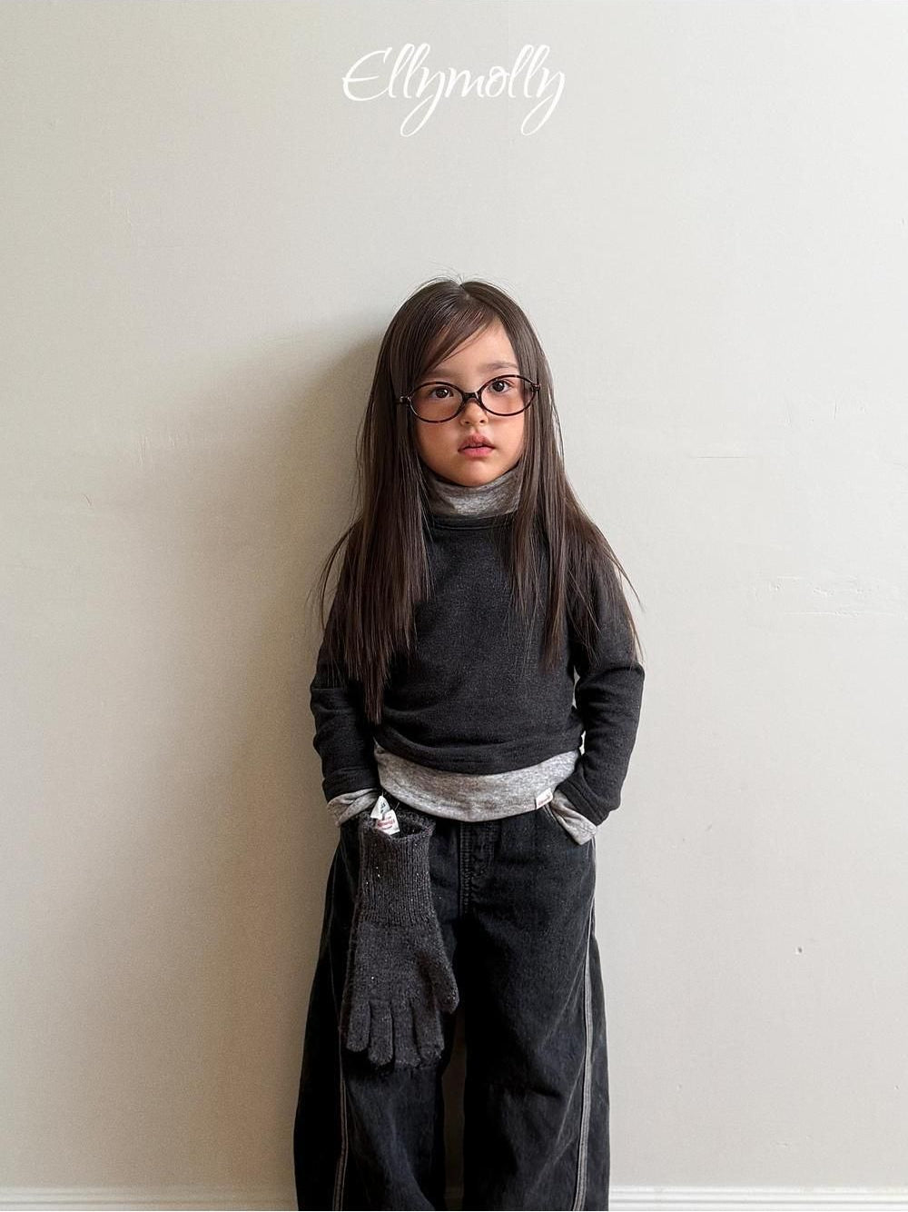 Brushed Color Block Turtleneck Tee [Ellymolly]（2026Winter） 16