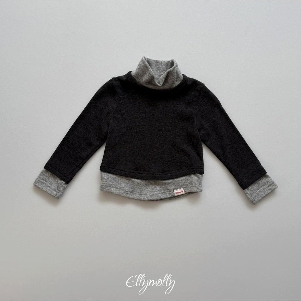 Brushed Color Block Turtleneck Tee [Ellymolly]（2026Winter） 25