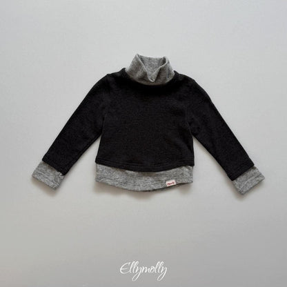 Brushed Color Block Turtleneck Tee [Ellymolly]（2026Winter） 25