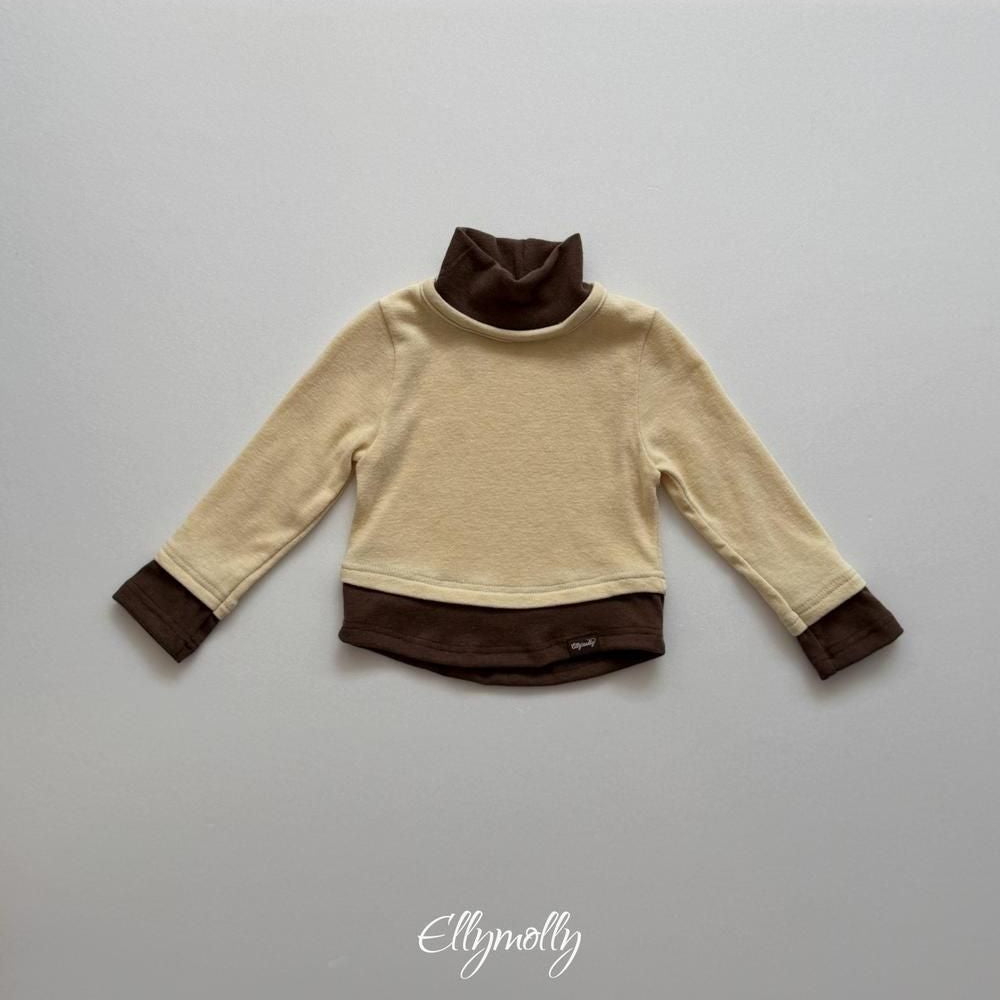 Brushed Color Block Turtleneck Tee [Ellymolly]（2026Winter） 26