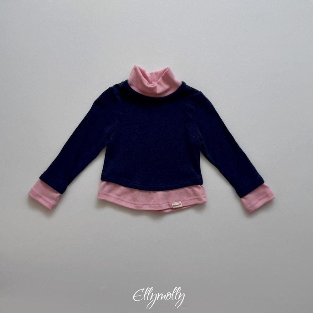 Brushed Color Block Turtleneck Tee [Ellymolly]（2026Winter） 27