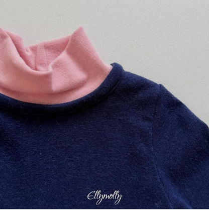 Brushed Color Block Turtleneck Tee [Ellymolly]（2026Winter） 28