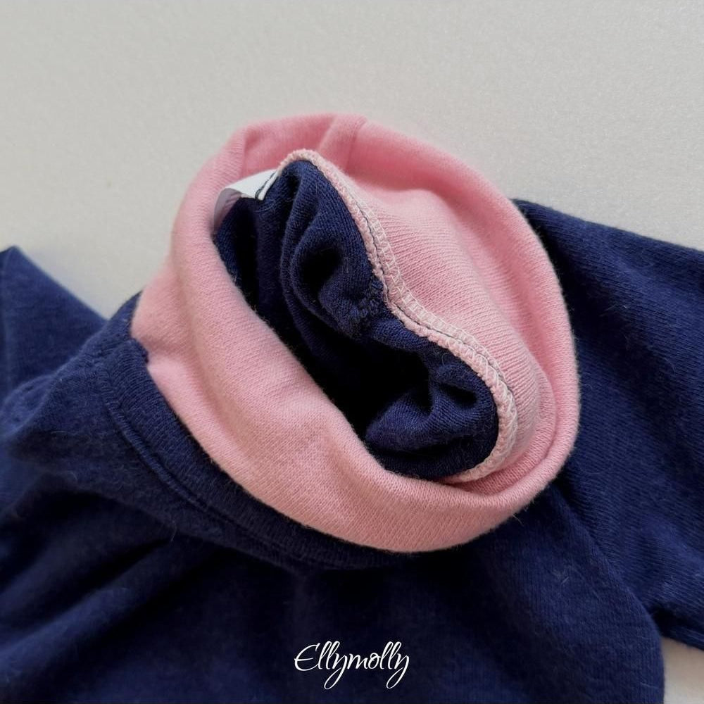 Brushed Color Block Turtleneck Tee [Ellymolly]（2026Winter） 29
