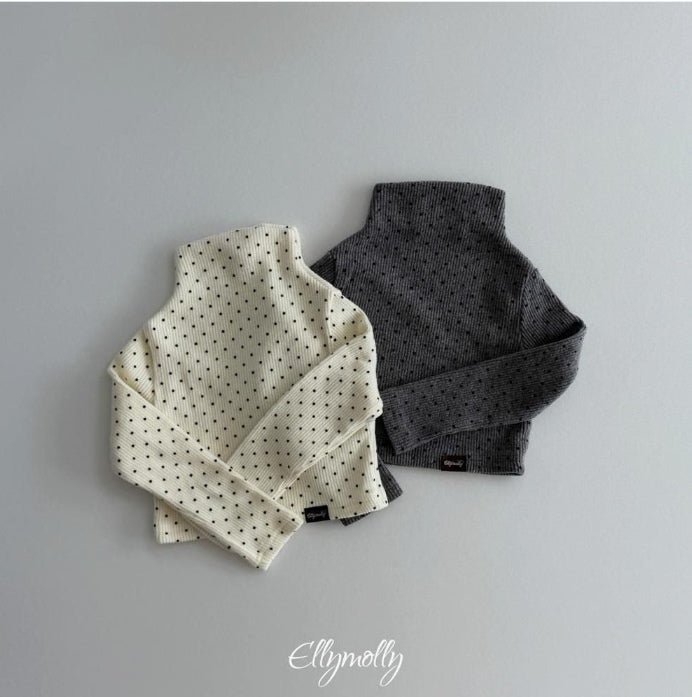 Dot Brushed Mock Neck Tee [Ellymolly]（2026Winter） 1