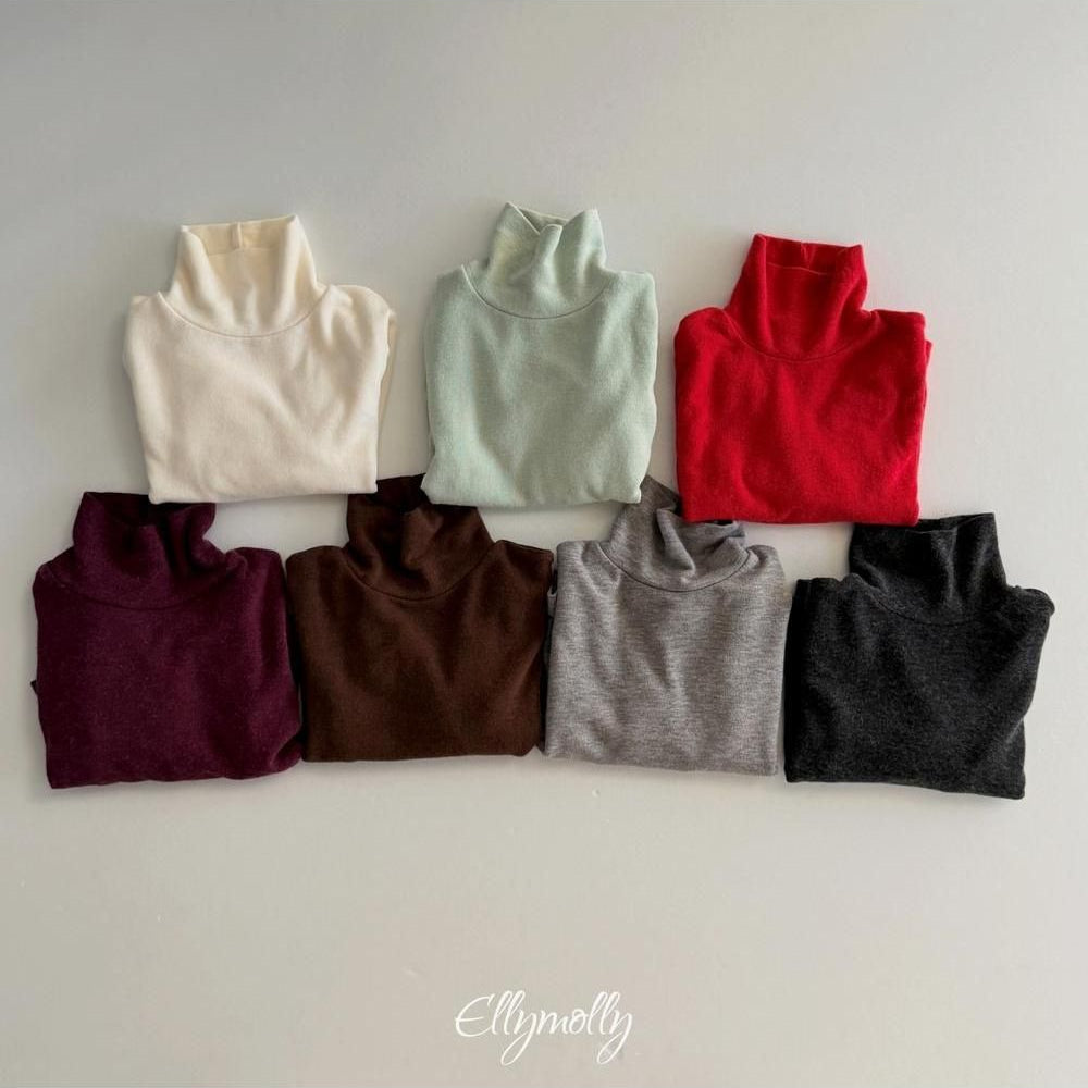 Snow Warmer Turtleneck Tee (Plain) [Ellymolly]（2026Winter） 26