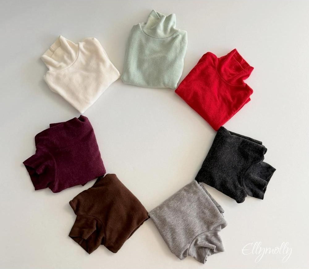 Snow Warmer Turtleneck Tee (Plain) [Ellymolly]（2026Winter） 27