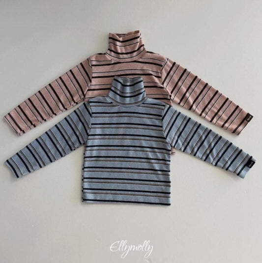 Snow Warmer Turtleneck Tee (Stripe) [Ellymolly]（2026Winter） 1
