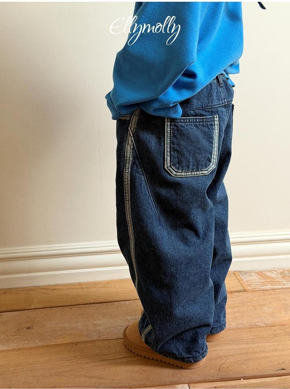 Linework Brushed Denim Pants [Ellymolly]（2026Winter） 11