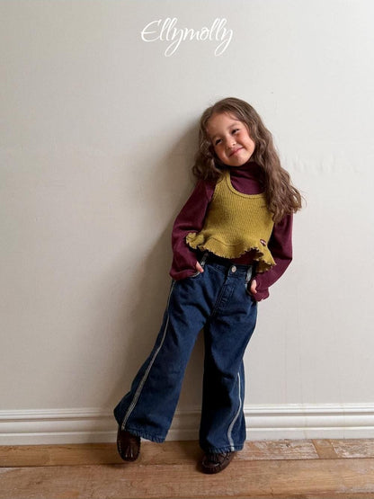 Linework Brushed Denim Pants [Ellymolly]（2026Winter） 15