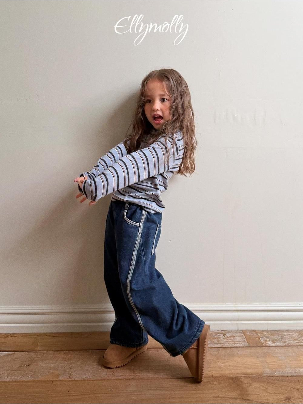 Linework Brushed Denim Pants [Ellymolly]（2026Winter） 16