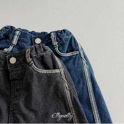 Linework Brushed Denim Pants [Ellymolly]（2026Winter） 26