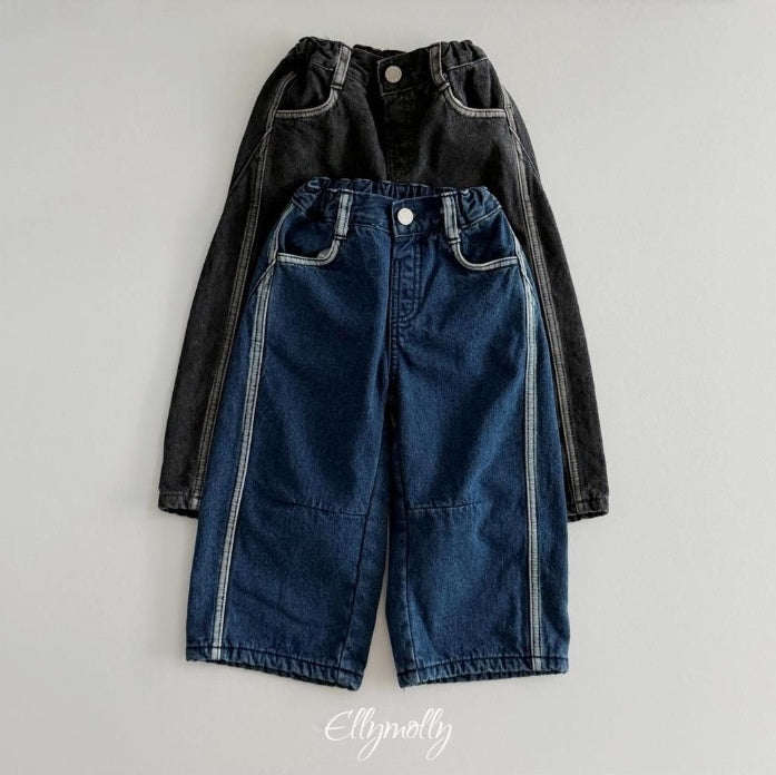 Linework Brushed Denim Pants [Ellymolly]（2026Winter） 1