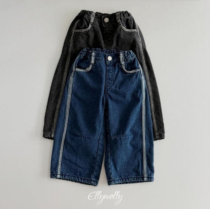 Linework Brushed Denim Pants [Ellymolly]（2026Winter） 1