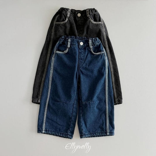 Linework Brushed Denim Pants [Ellymolly]（2026Winter） 1
