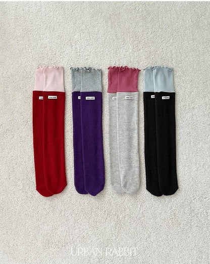 Volume Color Block Knee Socks [URBAN RABBIT]（2026Winter） 12