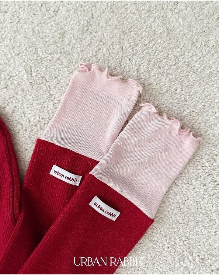 Volume Color Block Knee Socks [URBAN RABBIT]（2026Winter） 17