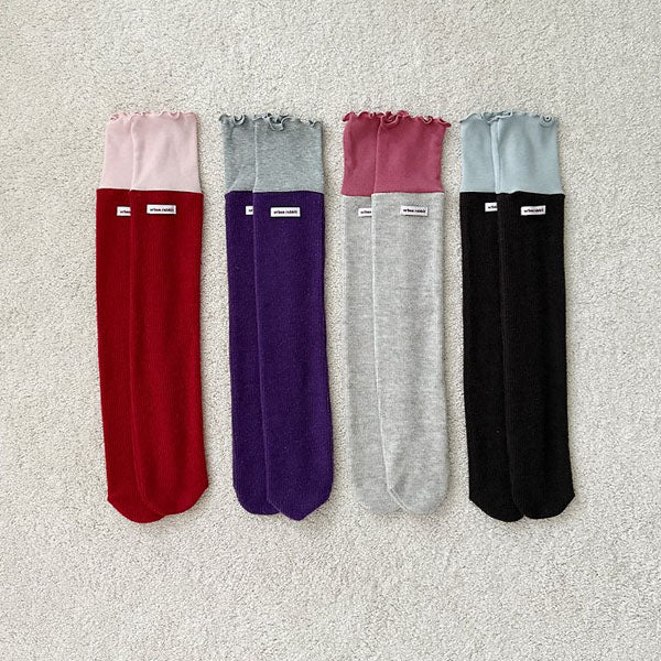Volume Color Block Knee Socks [URBAN RABBIT]（2026Winter） 1