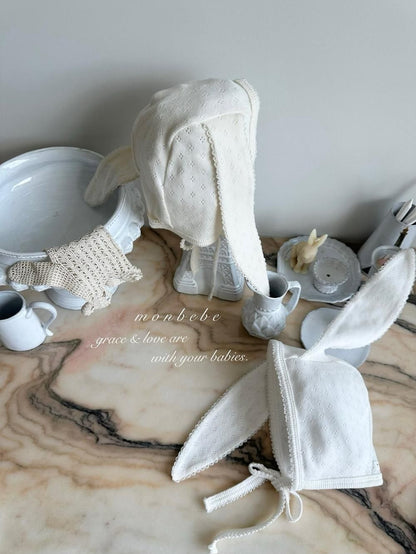 Jacquard Cotton Bunny Bonnet [monbebe]（2026AW） 2