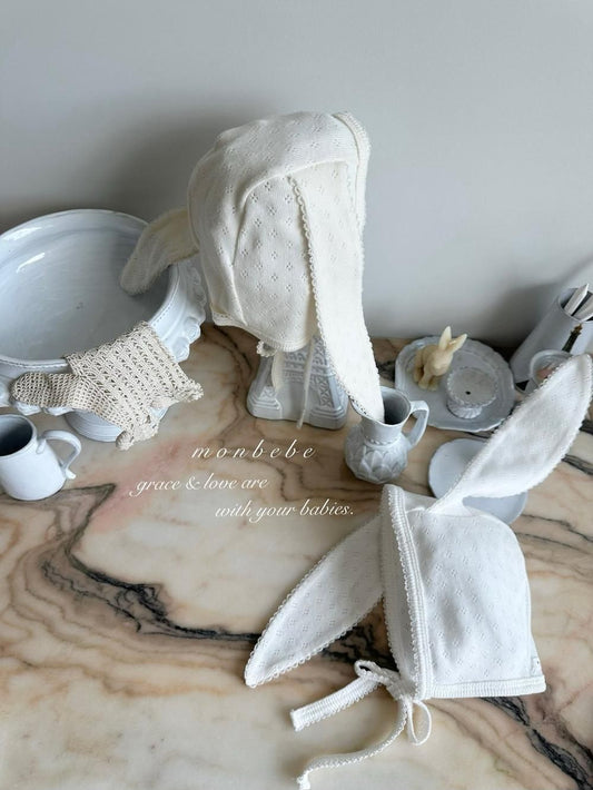 Jacquard Cotton Bunny Bonnet [monbebe]（2026AW） 2