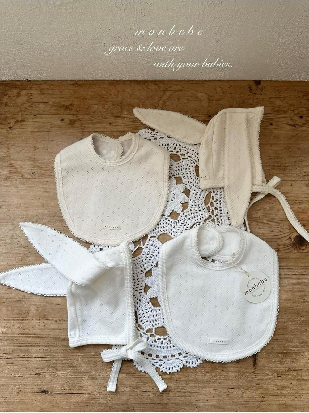 Jacquard Cotton Bunny Bonnet [monbebe]（2026AW） 6