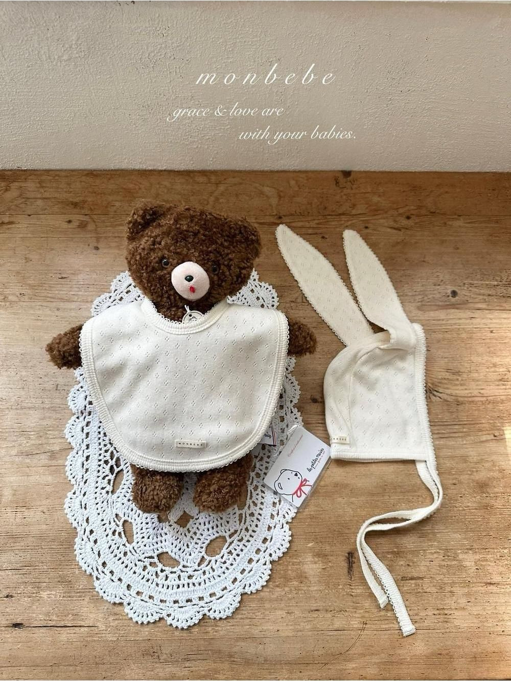 Jacquard Cotton Bunny Bonnet [monbebe]（2026AW） 7