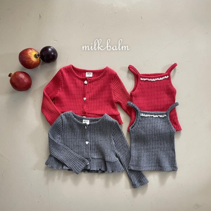 Heart Ribbed Cardigan Set [milk balm]（2026AW） 2