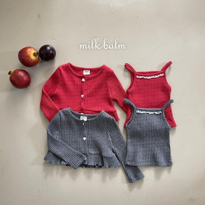 Heart Ribbed Cardigan Set [milk balm]（2026AW） 2