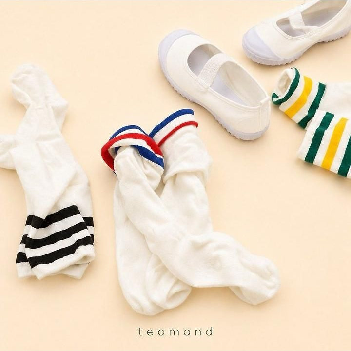 Three-Line Knee Socks (Pink Gray, No 11-12y) [teamand]（2026AW） 3