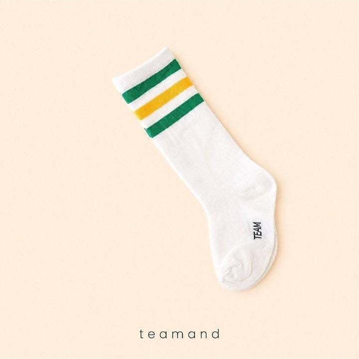 Three-Line Knee Socks (Pink Gray, No 11-12y) [teamand]（2026AW） 6