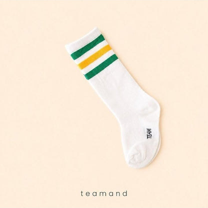 Three-Line Knee Socks (Pink Gray, No 11-12y) [teamand]（2026AW） 6