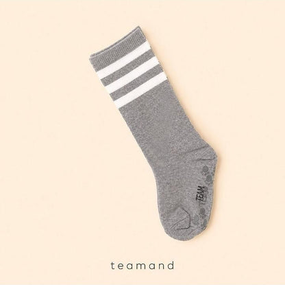 Three-Line Knee Socks (Pink Gray, No 11-12y) [teamand]（2026AW） 8