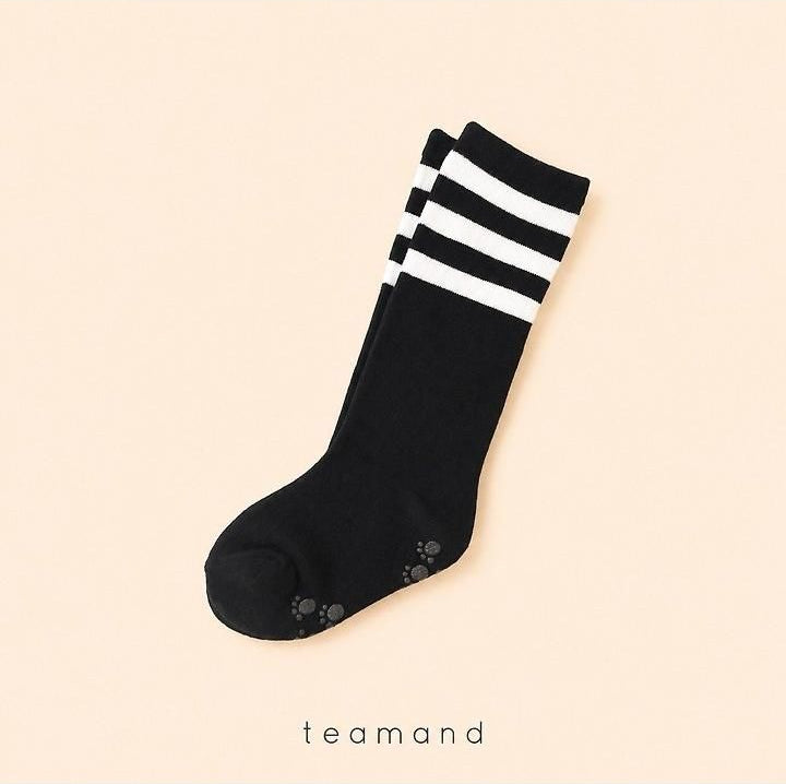 Three-Line Knee Socks (Pink Gray, No 11-12y) [teamand]（2026AW） 9