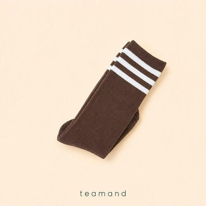Three-Line Knee Socks (Pink Gray, No 11-12y) [teamand]（2026AW） 10