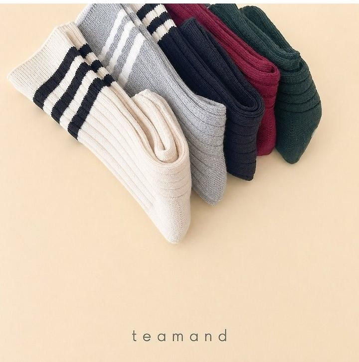 Three-Line Ribbed Knee Socks [teamand]（2026AW） 8