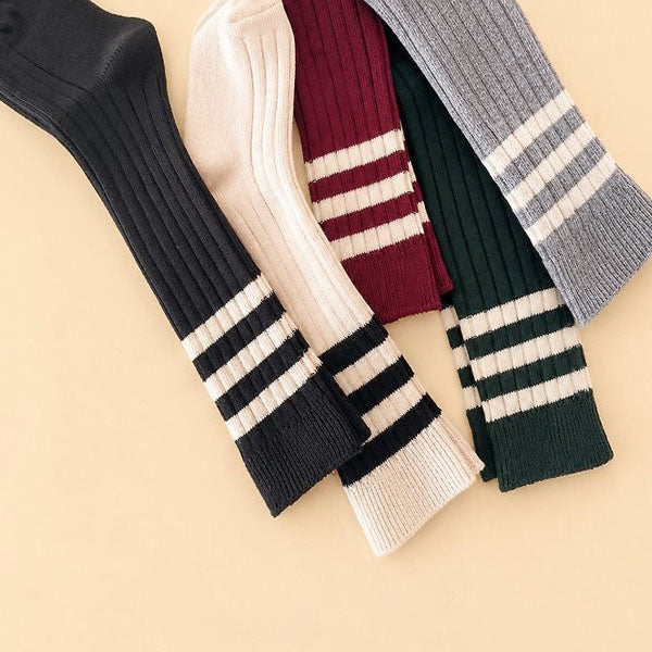 Three-Line Ribbed Knee Socks [teamand]（2026AW） 1