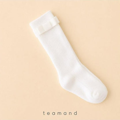 Ribbon Ribbed Knee Socks (Black Gray, No 9-10y/11-12y) [teamand]（2026AW） 4