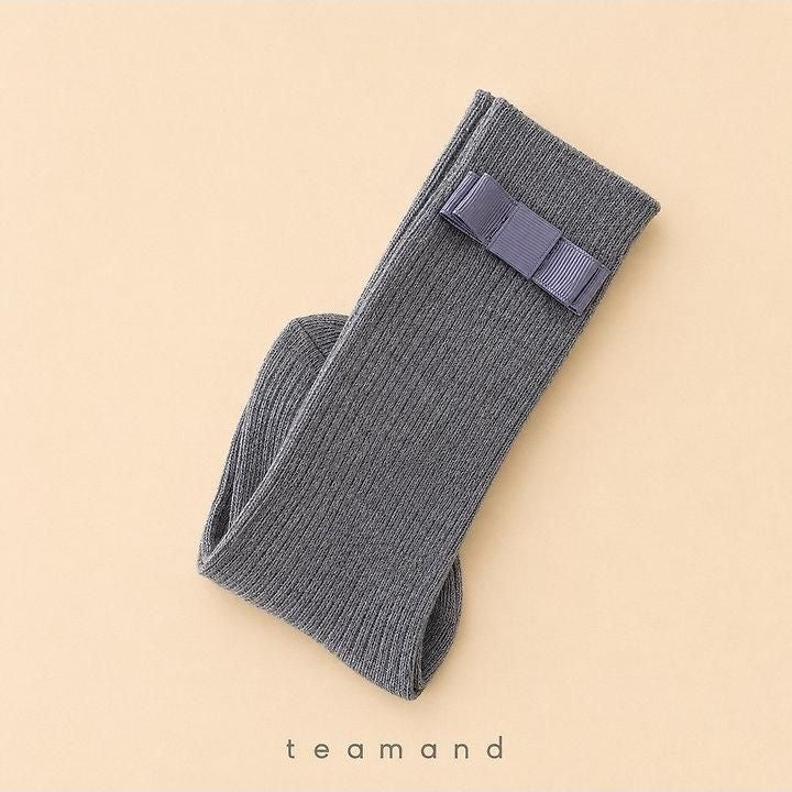 Ribbon Ribbed Knee Socks (Black Gray, No 9-10y/11-12y) [teamand]（2026AW） 6