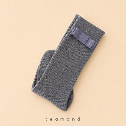 Ribbon Ribbed Knee Socks (Black Gray, No 9-10y/11-12y) [teamand]（2026AW） 6