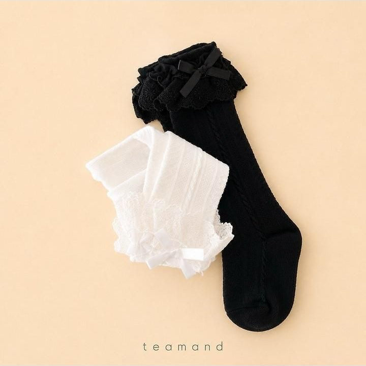 Double-Layer Lace Knee Socks [teamand]（2026AW） 5