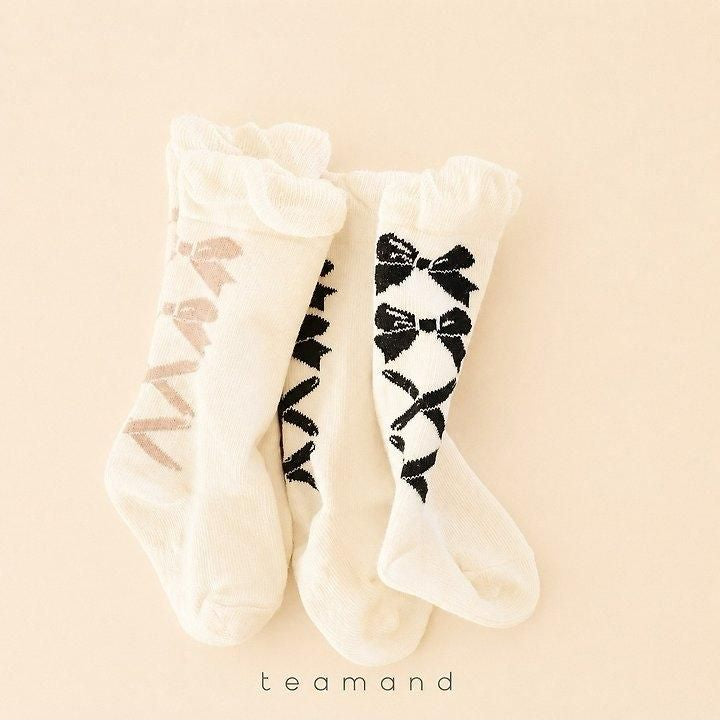 Ballet Ribbon Knee Socks Set [teamand]（2026AW） 2