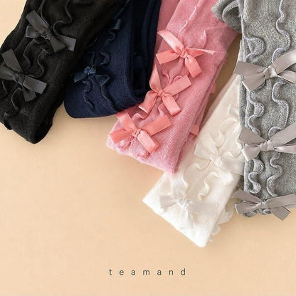 Ribbon Tights (Navy, No 7-8y) [teamand]（2026AW） 2