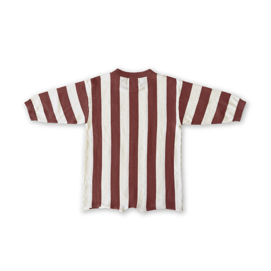 Organic Knitted Stripe Romper - Maroon [GROWN](26SS)drop1 2
