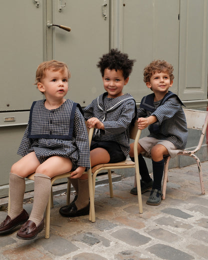 Romper ALMA - blue&ecru check [Maison Marelle](26FW)drop1 5