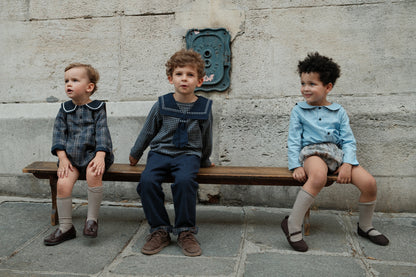Romper ALMA - blue&ecru check [Maison Marelle](26FW)drop1 8